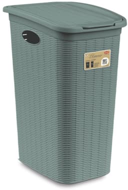 Wasmand met deksel 'Elegance' - 36 Liter - Met ventilatie - 100% Gerecycled kunststof - Groen — thumbnail 1