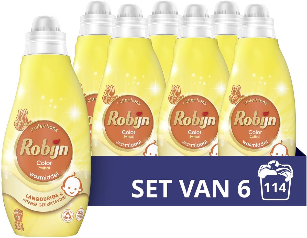 Robijn - Vloeibaar Wasmiddel - Zwitsal - Klein & Krachtig - 6 flessen - 114 wasbeurten - Voordeelverpakking — afbeelding 1