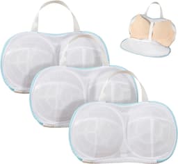 3 stuks - BH-waszak - Bh Wasnetje Voor Wasgoed - Waszakje Lingerie - waszak van netstof - waszak met 3D-ondersteuning - herbruikbare - waszak van netstof voor BH's - waszak van netstof met rits voor BH-was - blauw - 34*20 cm — thumbnail 1