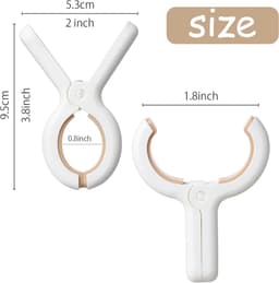Wasknijpers - 12 Stuks - Knijpers - Kunststof - Strandlaken Knijpers - Badlaken Clips - Handdoekklemmen - Handdoekklemmen Voor Strandligstoelen - Winddicht - Clips voor Strandlaken, Beddengoed En Dikke Kleding - 9.5*7cm - Wit en kaki — thumbnail 2
