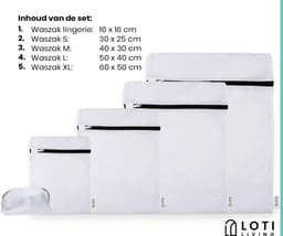 Loti Living Waszakken 5 stuks - Waszakken voor wasgoed - Waszak groot - 16x16 - 25x30 - 30x40 - 40x50 - 50x60 — thumbnail 3