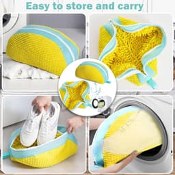 Waszak - 2 stuks - Wasnet Voor Schoenen - 360° Uitgebreide Reiniging - 39 x 19 Cm - Netje Anti-Vervorming - Delicaat Wasgoed - Herbruikbaar - Met Rits En Hangende Ring — thumbnail 3