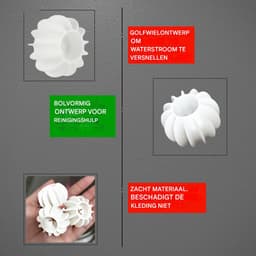 6-stuks wasballen - Herbruikbaar - Haarreinigingstool - Huisdierhaarverwijderaar - Wasmachinehaarverwijderaar - Voor wasgoed, kleding, stoffen - Klitvrij - Wit — thumbnail 3