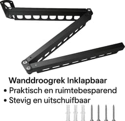 AlluraGoods Wanddroogrek Inklapbaar – Wanddroogrek Uitschuifbaar – Droogrek Hangend Uitklapbaar – Stevig Droogrek Hangend voor Badkamer — thumbnail 3