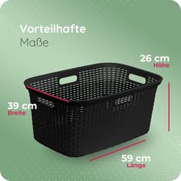 Novaliv Value Set 6X Rotan Wasmand met 4 Handgrepen 40L Zwart, Wasboxset Wasemmer Wascontainer voor Badkamer Wasgoed Vuile Was, Wasmanden Huishoudelijke Accessoires Wasmandverzamelaar — thumbnail 3