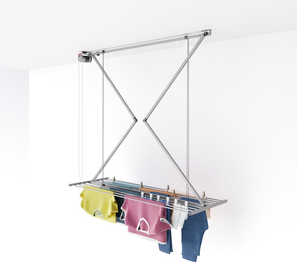 Foxydry Mini 152 cm plafond droogrek - handbediend - 11,5 m drooglengte - grijs — afbeelding 1