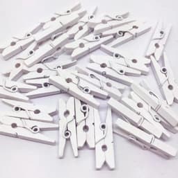 FSW-Products Mini Houten Knijpers Wit - 50 Stuks - 2,5 cm - Fotoknijpers - Kaartknijpers - Decoratieknijpers - Wasknijpers voor Foto's, Polaroids, Kerstkaarten, DIY — thumbnail 1