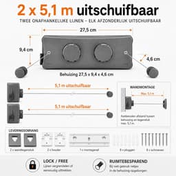 Intrekbare waslijn wandmodel met dubbele lijn en stevige spanner — thumbnail 4