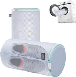 Schoen wasmachine tas, wasschoenen tassen, sneaker wassen beschermer zak, Sandwish Mesh, wit — thumbnail 1