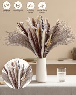 Gedroogde pampasgras, gedroogde bloemen, elegante pampasgras-decoratie, droogbloemen herfst, ideaal voor boho-woonkamers, slaapkamers, kantoren, bruiloften, feesten en vazen — thumbnail 5