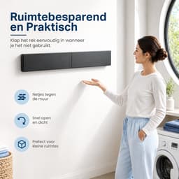 Avero® Wanddroogrek Inklapbaar XXXL – 120cm – 8.4 Meter Drooglengte – Hangend – Droogrek Inklapbaar – Zwart — thumbnail 3