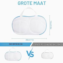 Beha-inzetstukken voor Wasmachine - Wit - 28 x 15 cm - Polyester Wasnet met Ritssluiting - Voor Beha's en Lingerie — thumbnail 5