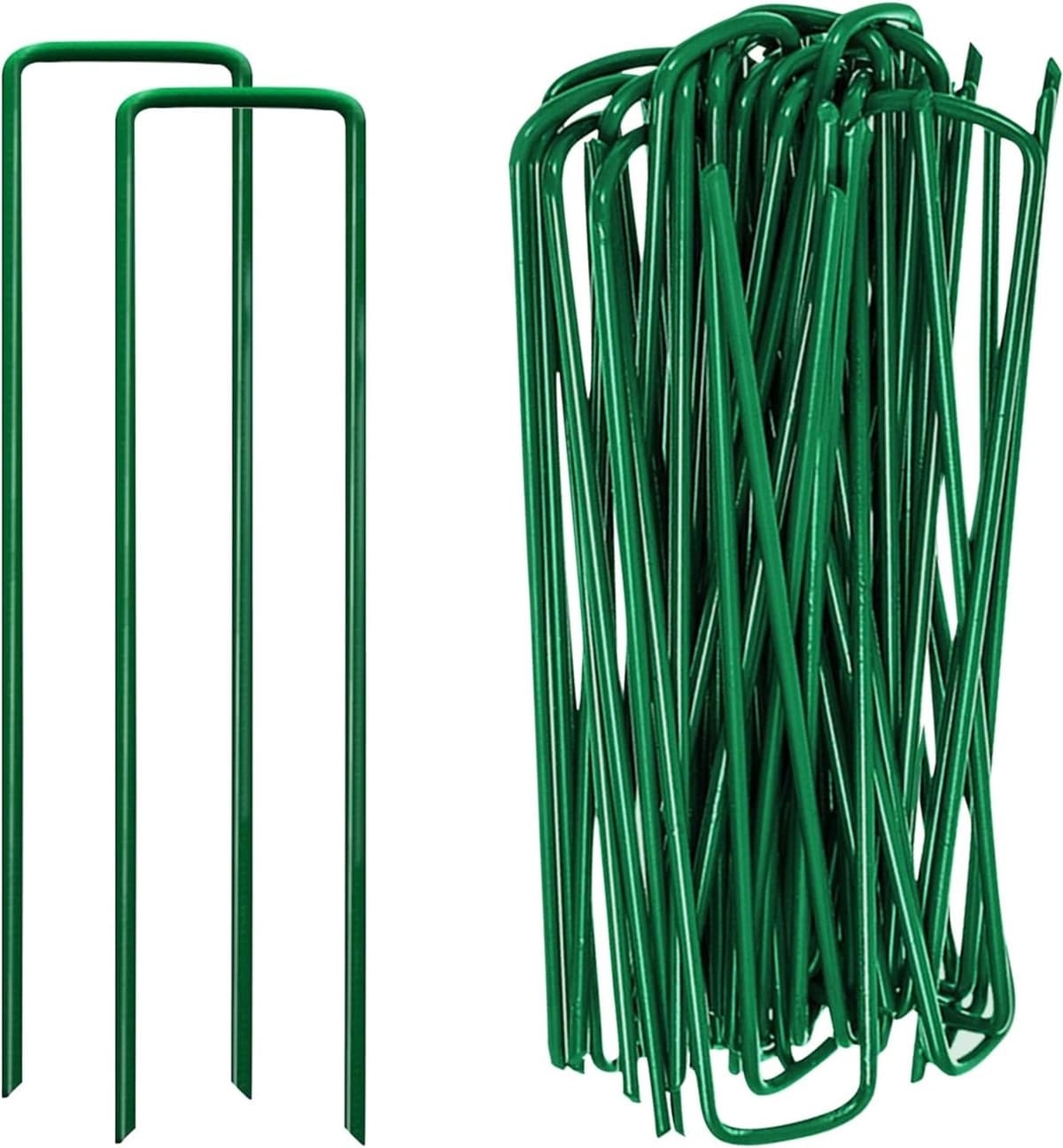 U-vormige Grondankers - Groen - 15 x 2,5 cm - Roestvrijstalen Tuinharingen - Voor Tuin en Camping — afbeelding 1