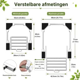 Universele Wasmachine Droger Stapelset - Verbindingsset voor Wasmachine en Wasdroger - Ruimtebesparende Stapelkit met Spanband en Antislip Pads - Geschikt voor Apparaten van 46 tot 66 cm Breed en Diep - Wit — thumbnail 5