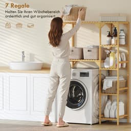 Homcom Over Washing Machine Rack-Bamboe-100L x 40B x 157H cm-Natuurhout — thumbnail 5