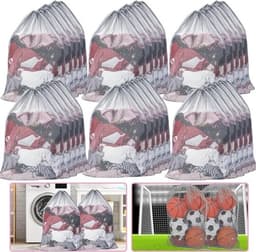 Grote netzakken voor wasgoed - 30 stuks - polyester met trekkoord - zwart/wit - 61 x 91 cm — thumbnail 3