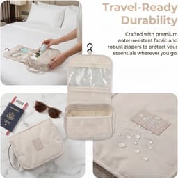 Grote Waszak van Premium Oxford Stof - Waterdichte Toilettas en Make-up Organizer voor Reizen en Zakelijk Gebruik met Haak — thumbnail 3