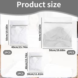 Wasnet voor wasmachine: Set van 5 stuks in 3 maten, stevig polyester voor bescherming van delicate kleding — thumbnail 4