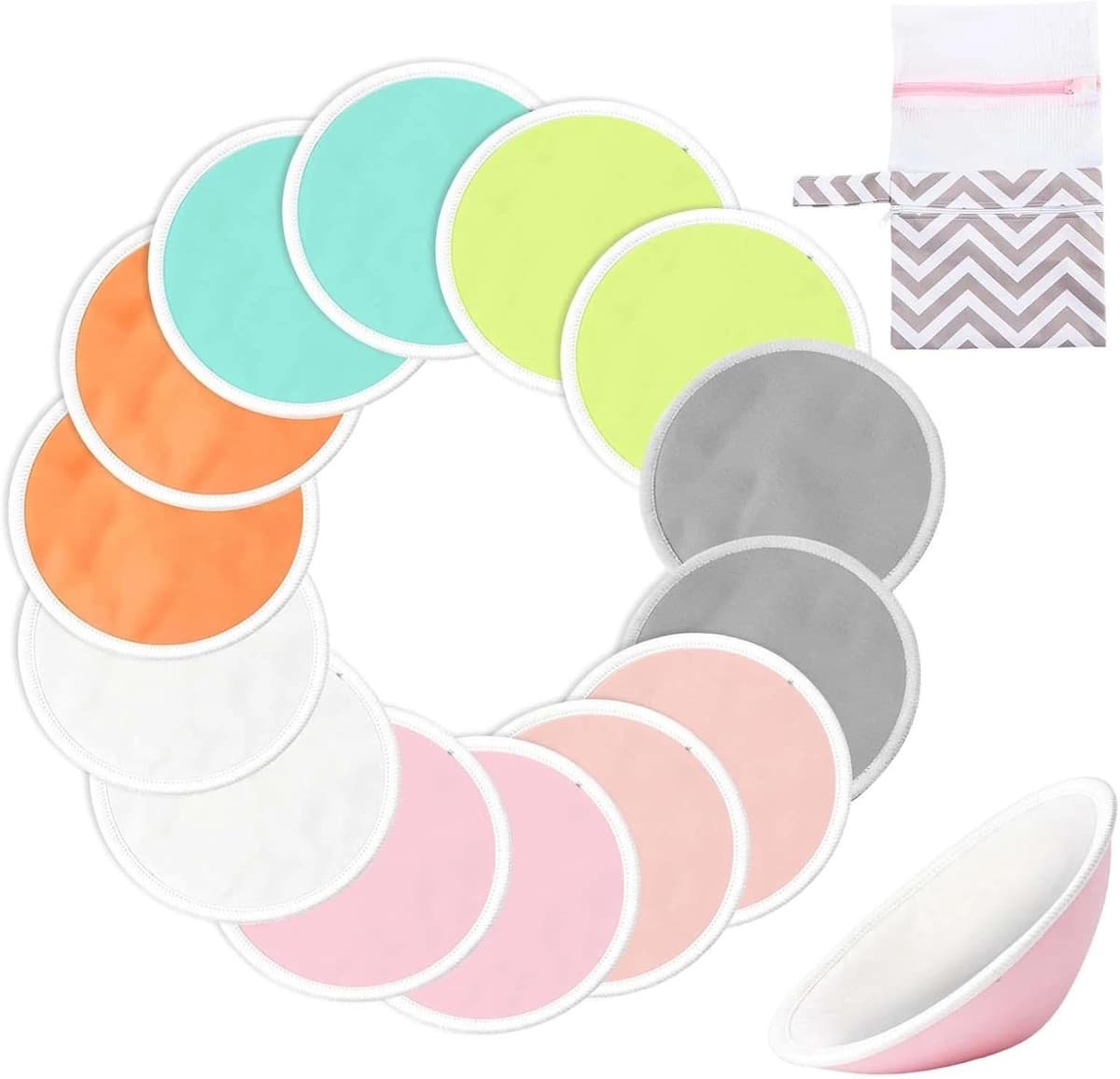 Set van 14 Herbruikbare Borstvoedingsinleggers van Bamboe Viscose, Wasbare Pads met Waszak en Reiszak, Huidvriendelijk en Duurzaam voor Moeders — afbeelding 1
