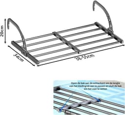 DYVNS® Wasrek Hangend Trapgat - Droogrek Ophangbaar - Voor Radiator, Deur, Balkon - Uitschuifbaar 38-55 cm — thumbnail 4
