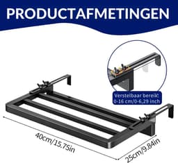 DYVNS® Wasrek Hangend Trapgat - Droogrek Ophangbaar - Voor Radiator, Deur, Balkon - Ruimtebesparend - Zwart — thumbnail 2
