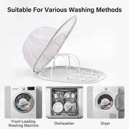 Wasmand voor petten, opvouwbare pettenwasmand voor de wasmachine en vaatwasser, opberghouder en beschermende vormhouder voor petten voor volwassenen en kinderen, wit — thumbnail 5