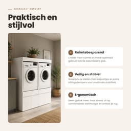 Dastium Home - Dubbele Wasmachinekast - Wasmachine Ombouw - Wasmachine Verhoger met Lade - Wasmachineverhoger met Kastjes - Wasmachine Sokkel Wit — thumbnail 5