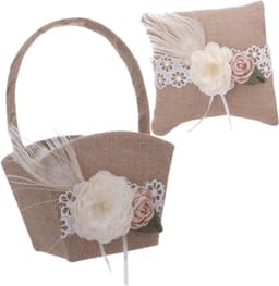 1set Bruiloft Ringkussen Bloemenmeisje Mand Elegante Decoratie Voor Trouwerij Met Bloemenmotief Charmante Afwerking Voor Romantische Ceremonies — thumbnail 1