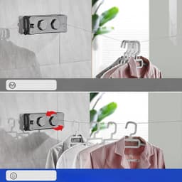 Uittrekbare Waslijn Dubbel - Wand Waslijn 5,1 Meter - Intrekbare Kledinglijn - Ruimtebesparende Drooglijn - 304 RVS Waslijn - Met Spanningsregeling - Voor Balkon, Badkamer en Wasruimte — thumbnail 2