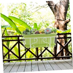 1set Decoratieve Bloempot Met Tray Hangrek Duurzaam Voor Balkon Tuin Woonkamer Stijlvol Ontwerp Met Ijzeren Steun — thumbnail 2
