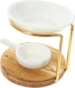 1set Tealight Wax Warmer Met Basis Ijzeren Frame Ceramische Aromatherapie Verwarmer Voor Scented Wax Geschikt Voor Woonkamer Slaapkamer Kantoor — thumbnail 1