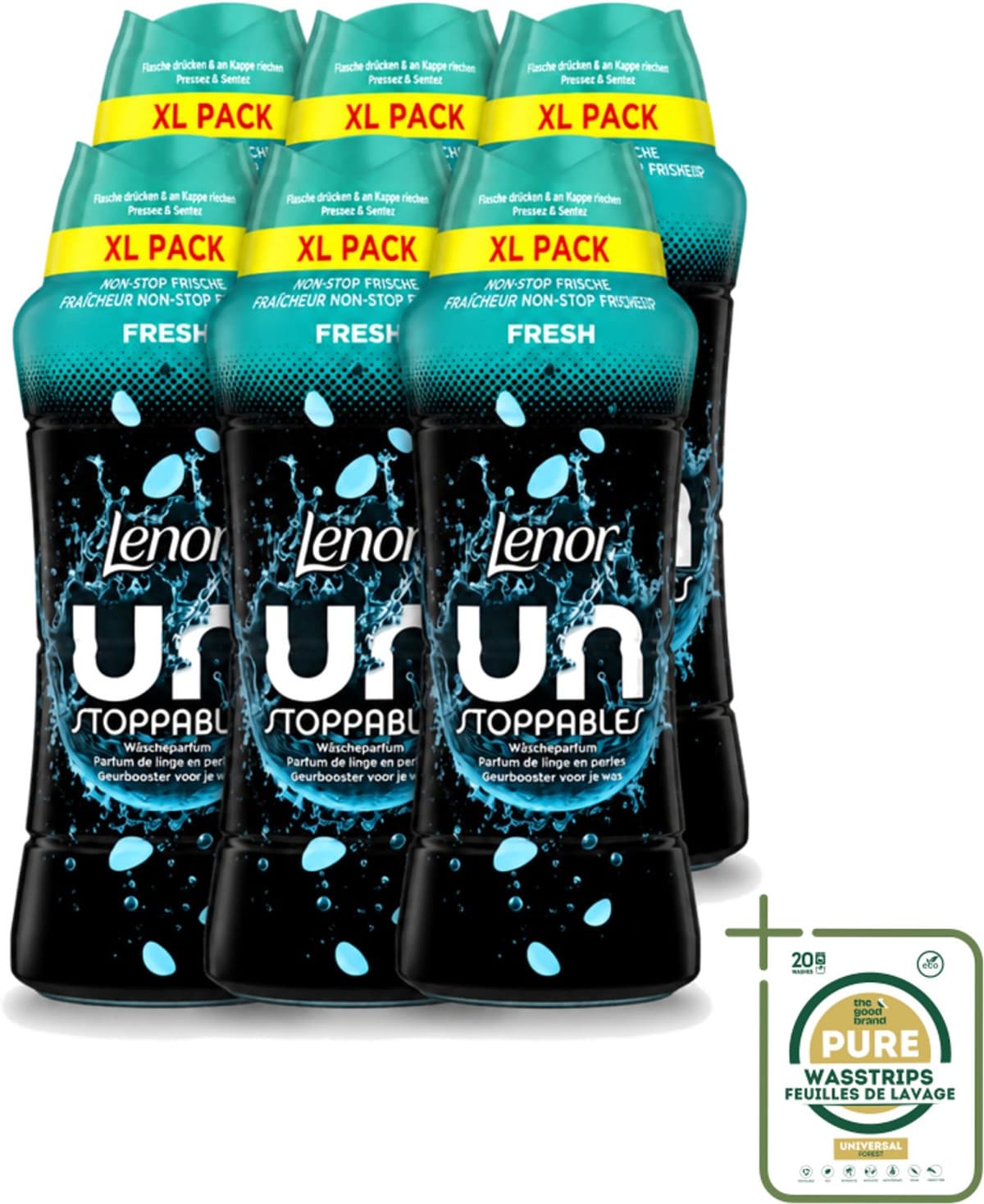 6 x Lenor Unstoppables - Geurbooster - Fris - Non-Stop Frisheid - Grootverpakking - Wasstrips - Geurbooster - Wasgeur - Frisheid - Textielverfrisser - Wasroutine — afbeelding 1