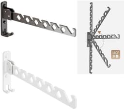Opvouwbare kledinghaken voor aan de muur, voor balkons/wasruimtes/badkamers, van aluminiumlegering — thumbnail 2