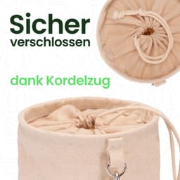 Wasknijperzak XL - Geschikt voor 200 wasknijpers - Met karabijnhaak en sluiting - 100% katoen — thumbnail 2