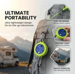 Waslijn, 10 m, draagbaar, van polyester, 4 mm, met ABS-behuizing, metalen haken, 10 clips en 20 roestvrijstalen klemmen, camping, balkon, tuin, badkamer — thumbnail 5