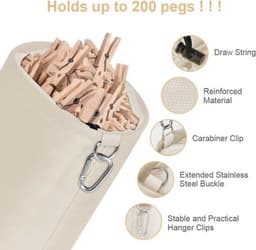 Grote pennenbak - met lanyard en karabijnhaak - Beige — thumbnail 2