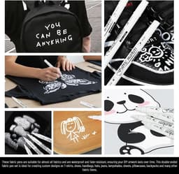 3 stuks witte permanente markeerstiften, witte dubbelzijdige markeerstiften, wit voor stoffen, geschikt voor T-shirts, hoeden, linnen schoenen en linnen tassen — thumbnail 3