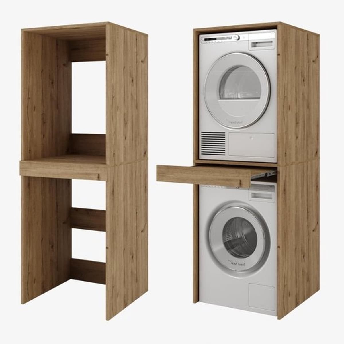 Wasmachinekast met Bord - Opzetkast voor Wastoren - Ruimte Besparen - Uittrekbare Plank - 187x65x66 cm - Eiken Goud — afbeelding 1