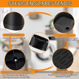 Verstelbare Wasmachine Voeten, 16 Stuks, Stapelbare Meubelverhogers met Antislip Rubber Basis voor Wasmachines, Bedden en Banken, Zwart en Vierkant — thumbnail 2