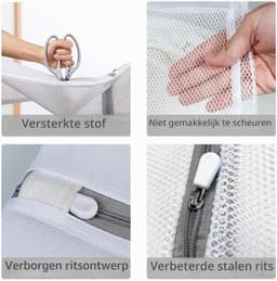 Set van 2 Wasnetten voor de Wasmachine, Duurzame Waszakken met Ritssluiting, Ideaal voor Reis en Delicate Kleding (40 x 50 cm) — thumbnail 3