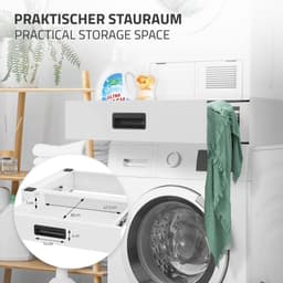 Universeel Verbindingsframe 60,5 x 54 cm Wit Staal met Uittreklade Antislip Geschikt als Montageset of Koppeling voor Wasmachine en Droger Stapelframe Tussenconstructie Droogzuil Accessoire — thumbnail 3