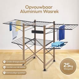 Droogrek Staand - Kledingdroger - Was Drogen - Uitklapbaar Dubbel - 30 Meter Drooglengte - Zwart — thumbnail 5