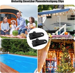 10 stuks zeilspanners van polycarbonaat, verstelbare tarpclips met antislip gekartelde bek voor dekzeilen, luifels en tenten, 8 x 3 x 2,5 cm — thumbnail 5