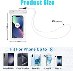 beschermhoes voor smartphone, set met waterdichte tas, waterdichte tas, heuptas voor sport, vissen, zeilen, wandelen, bescherm je mobiele telefoon, portemonnee (2 wit) — thumbnail 5