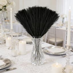 50 stuks gedroogd pampasgras, decoratie, 55 cm, kunstzwart, pluizig pampasgras, boho-decoratief pampasgras voor bruiloft, kantoor, slaapkamer, woonkamer — thumbnail 4