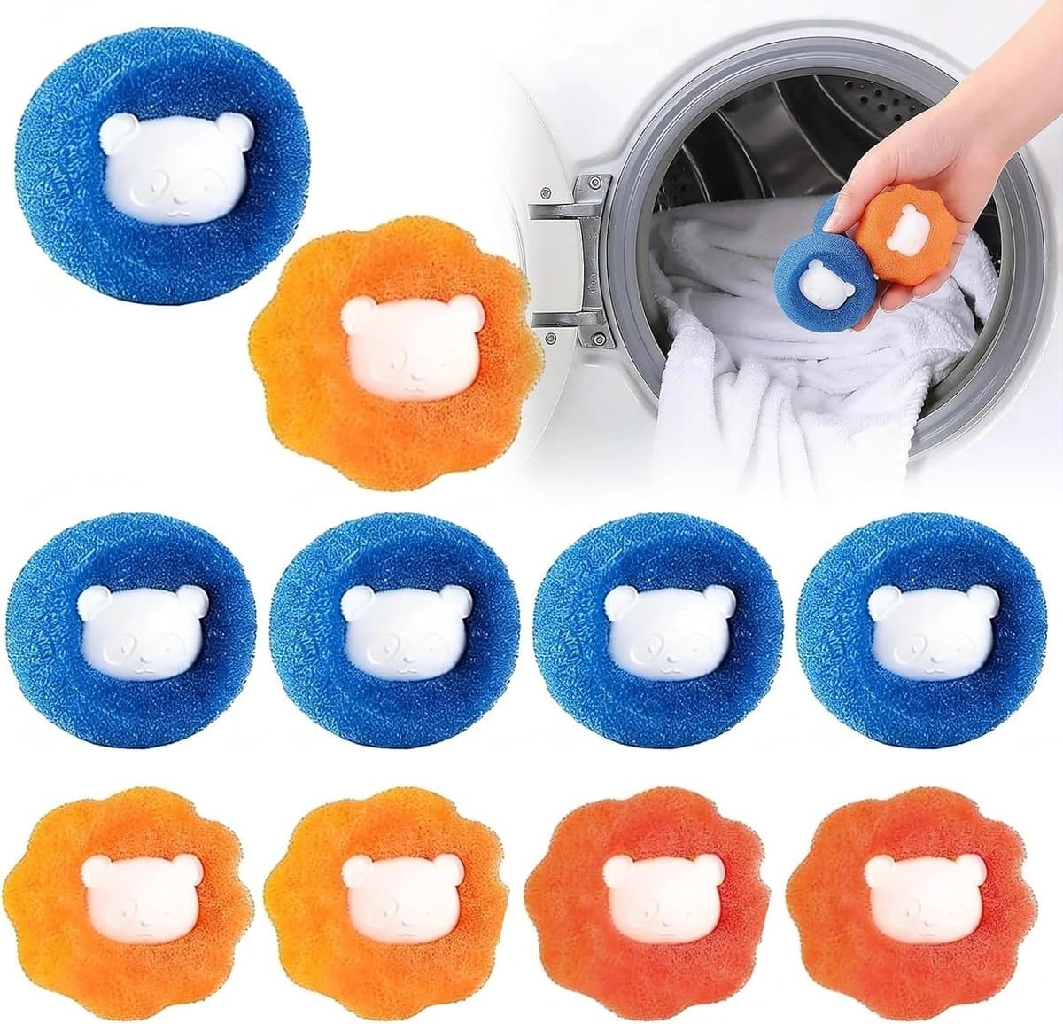 8 stuks wasmachine-opvangbakken, haarvanger voor wasmachine, voor het verwijderen van huisdierballen, herbruikbare wasmachine, verwijderen van dierenballen, verminderen — afbeelding 1