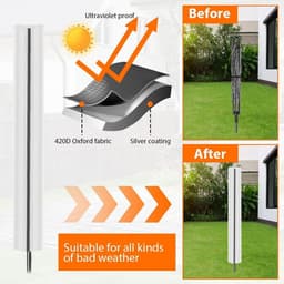 Rotating Clothesline Waterproof Cover van 420D Heavy Duty Oxford Stof met Rits en Trekkoord voor Buiten, Ideaal voor Tuin en Kledinglijn Bescherming — thumbnail 2