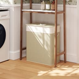 Wasmand 52x32x63cm Beige Bamboe Wasbare mand Wasgoed mand Stevig en duurzaam Praktisch en mooi Eenvoudig schoon te maken Geschikt voor slaapkamer en badkamer — thumbnail 3