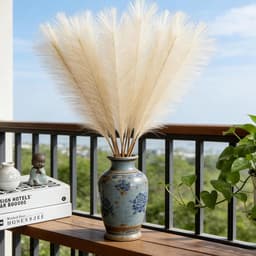50 stuks gedroogd pampasgras, decoratie, 55 cm, kunstbeige, pluizig pampasgras, boho decoratief pampasgras voor bruiloft, kantoor, slaapkamer, woonkamer — thumbnail 3