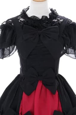 JL-656 zwart rood chiffon kant vampier Dark Gothic Lolita jurk kostuum cosplay, zwart, XL — thumbnail 4
